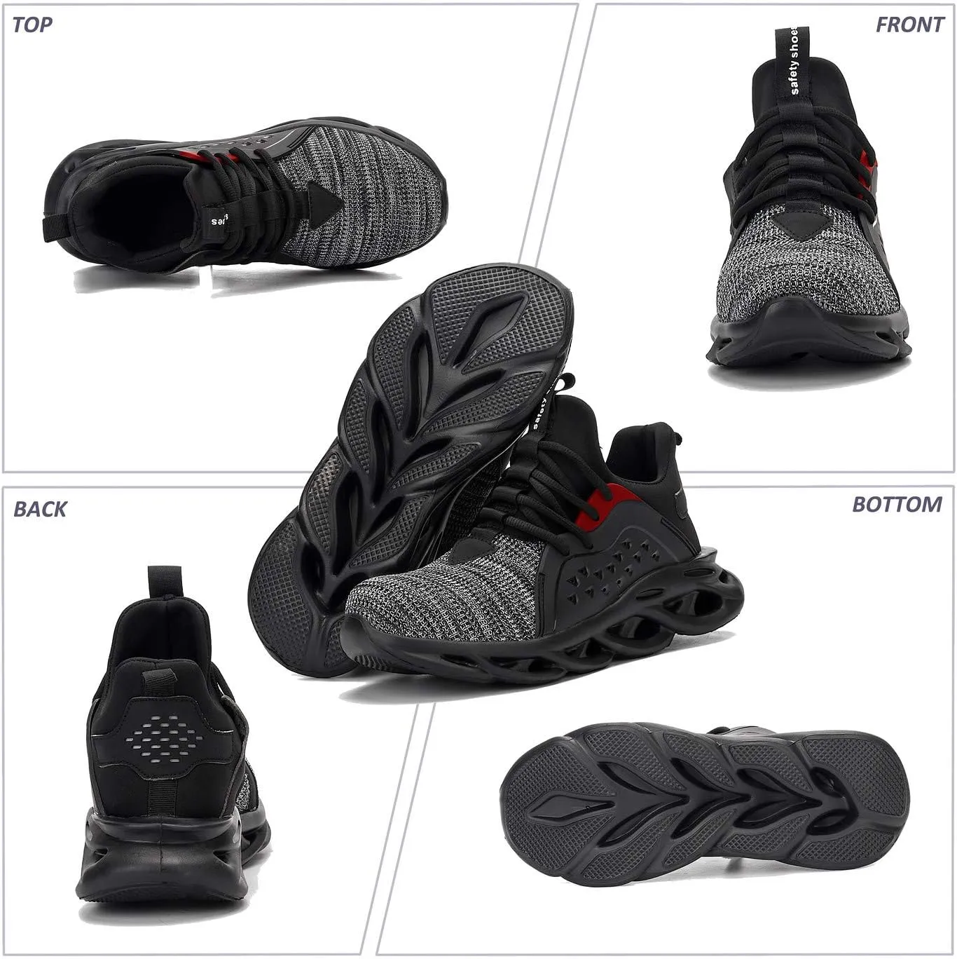 U-lite Steel Toe Safety Indestructible Work Shoes for Men Women, Lightweight Breathable Water-Proof Industrial Construction Shoe