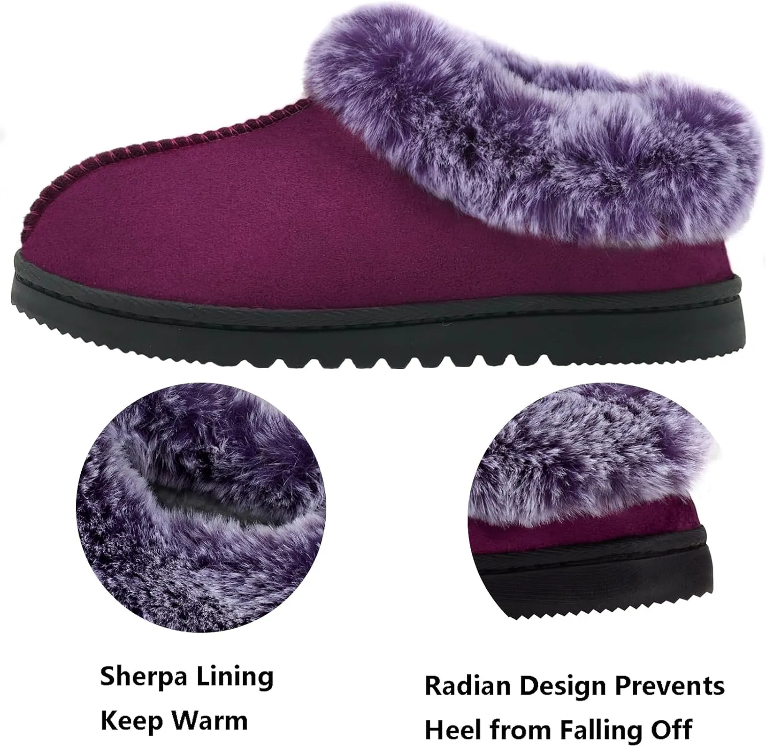 UBXRIN Womens Fuzzy Memory Foam Slippers Boots Cozy Faux Fur House Shoes Indoor Outdoor Rubber Sole Anti-Skid