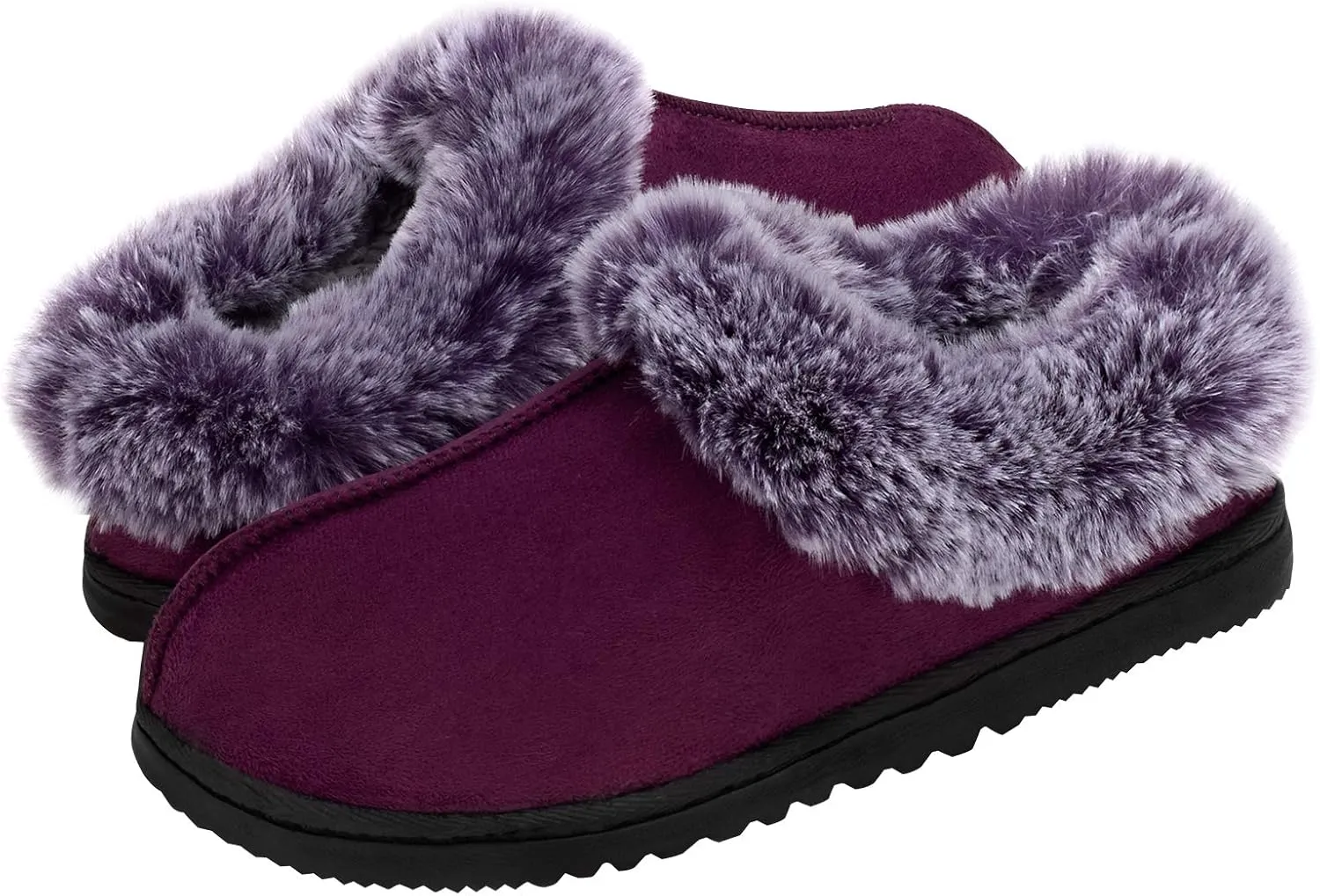 UBXRIN Womens Fuzzy Memory Foam Slippers Boots Cozy Faux Fur House Shoes Indoor Outdoor Rubber Sole Anti-Skid