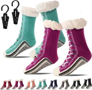 Ultra-Thick Cashmere Slipper Socks - Non-Slip Fluffy Warm Winter Home Socks