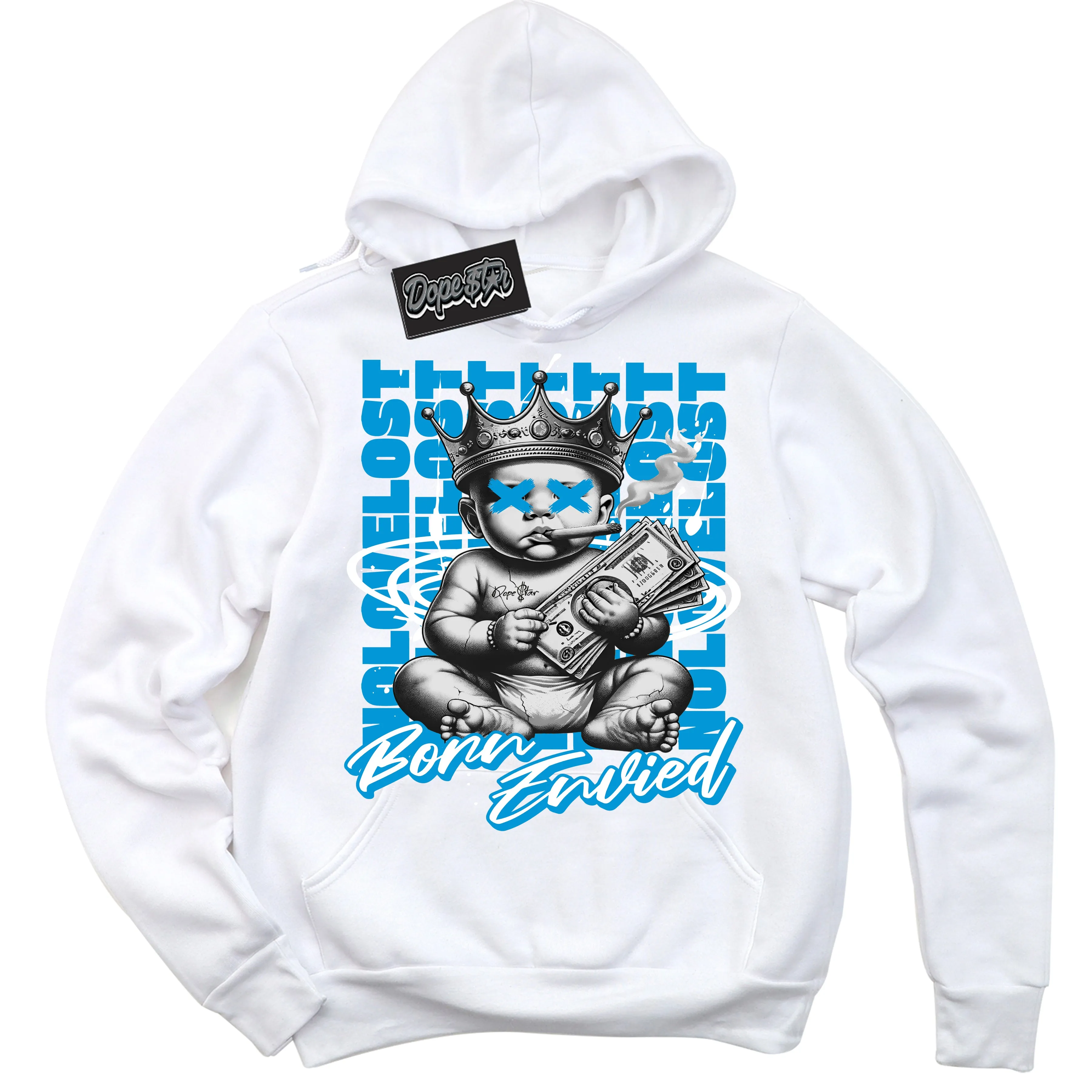 University Blue 17s Sneaker Hoodie Born Envied Graphic