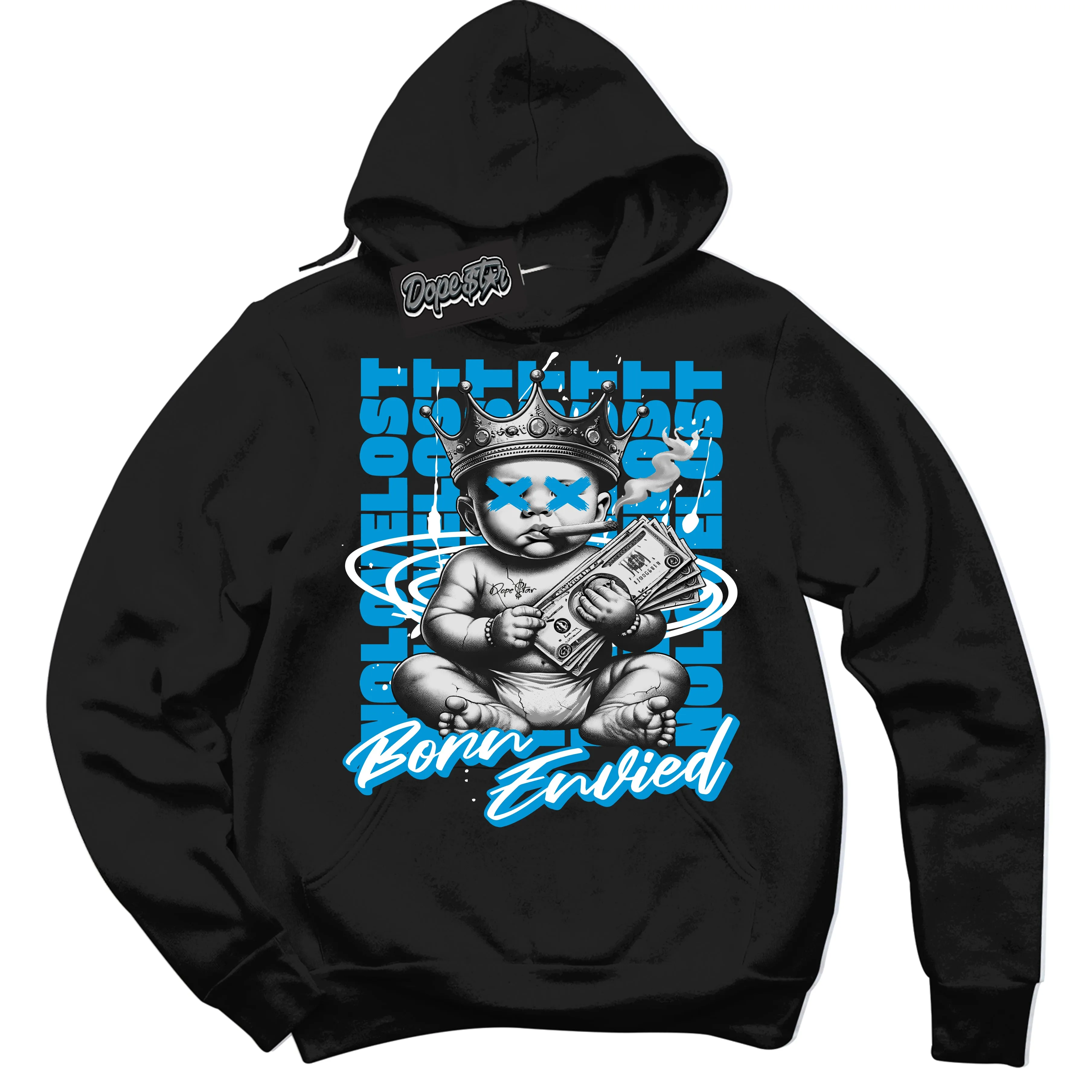University Blue 17s Sneaker Hoodie Born Envied Graphic