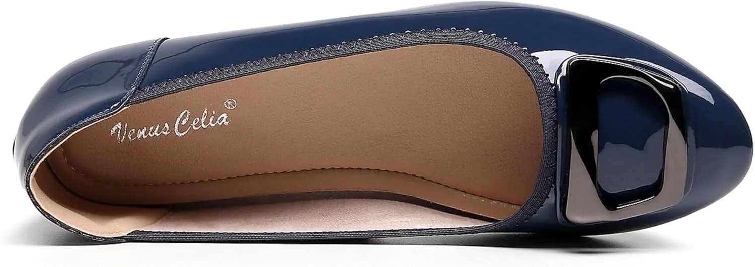 VenusCelia Women's Buckle Dance Flats Shoe