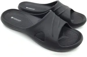 Vertico - Women's V-Spa Shower Sandal | Quick Drying and Comfortable Open Toe Soft Slide On Slippers | Non-Slip Shower Sandals for Indoor & Outdoor | Black (6)