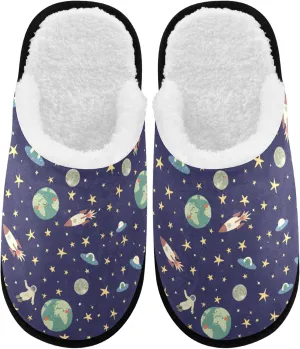 visesunny Planets Of The Solar System Cozy Fuzzy Mens Womens Memory Foam House Slippers Plush Fleece Indoor Outdoor Slipper