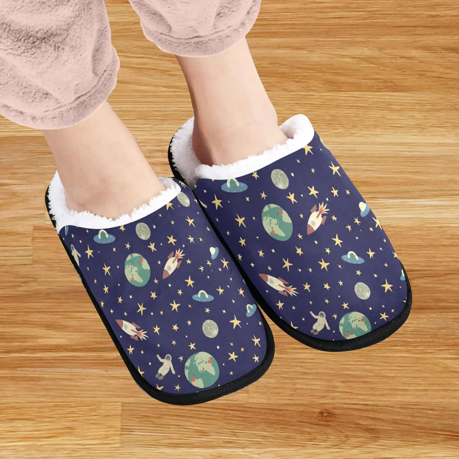 visesunny Planets Of The Solar System Cozy Fuzzy Mens Womens Memory Foam House Slippers Plush Fleece Indoor Outdoor Slipper