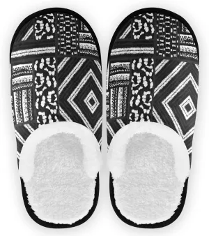 visesunny Seamless Geometric Pattern Cozy Fuzzy Womens Memory Foam House Slippers Plush Fleece Indoor Outdoor Slipper