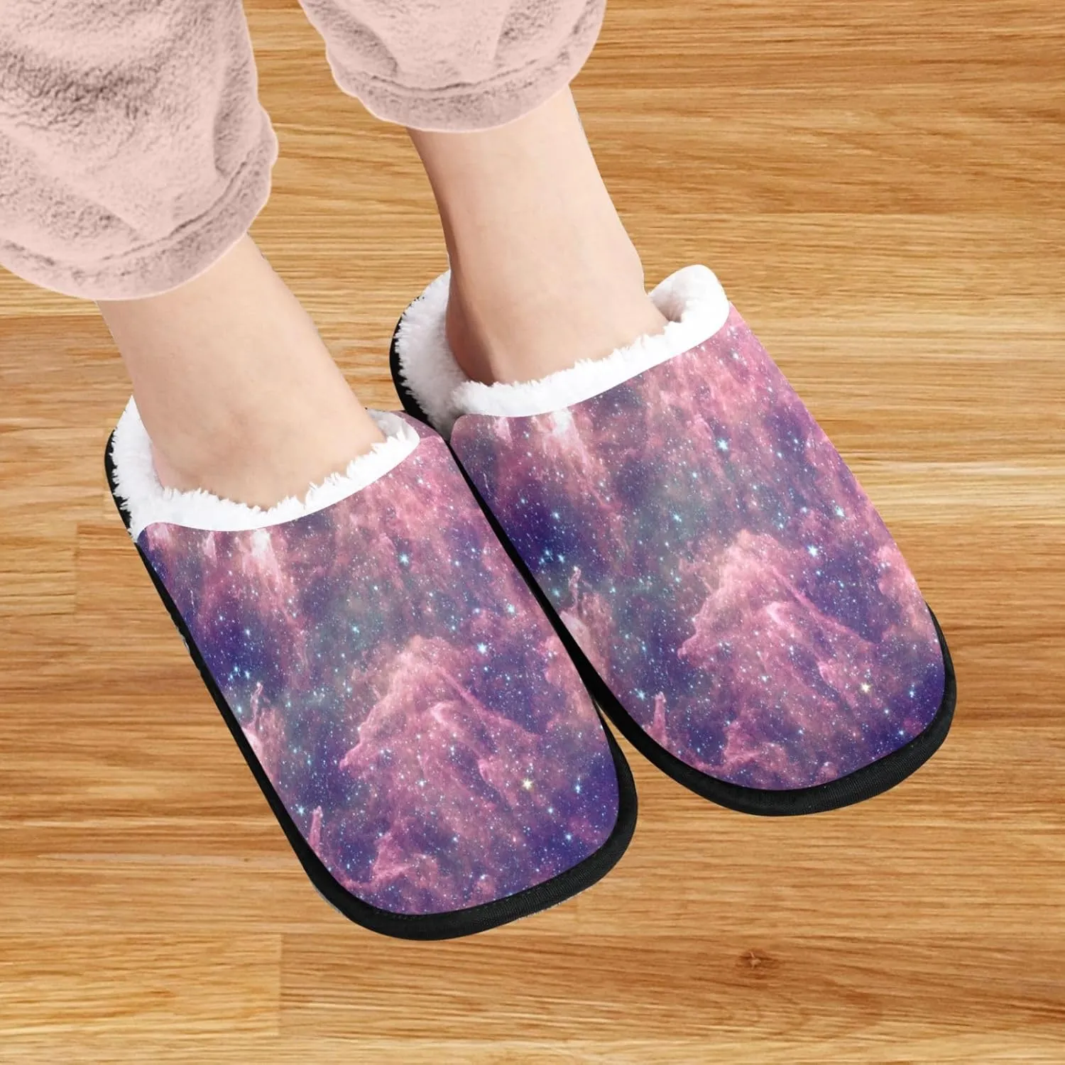 visesunny Star Planet Magic Galaxy Cozy Fuzzy Mens Womens Memory Foam House Slippers Plush Fleece Indoor Outdoor Slipper