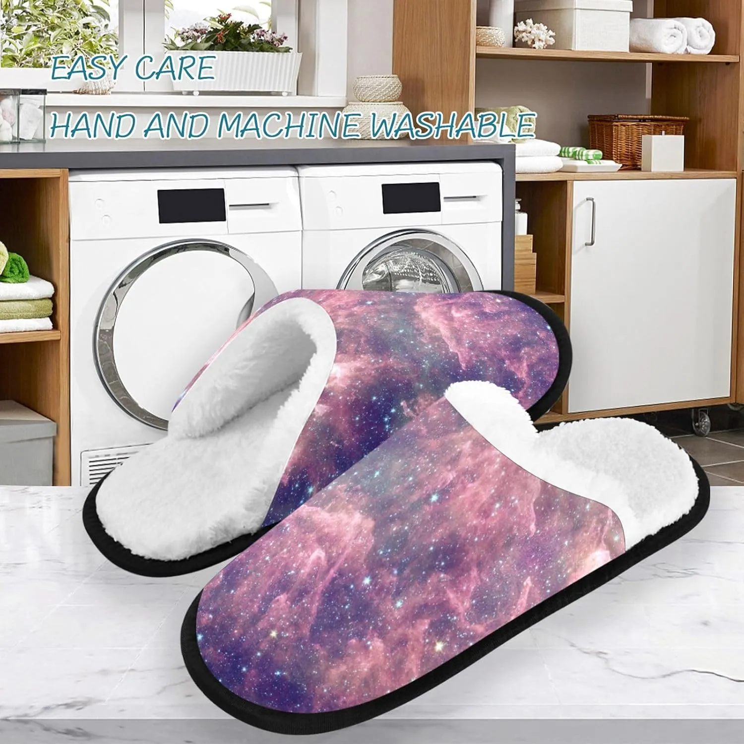 visesunny Star Planet Magic Galaxy Cozy Fuzzy Mens Womens Memory Foam House Slippers Plush Fleece Indoor Outdoor Slipper