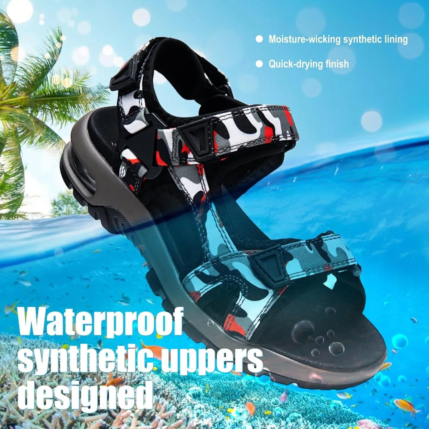 visionreast Boys Sandals Camouflage Print Kids Fashion Sport Sandals Outdoor Sandal Athletic Casual Sandals Beach Shoes