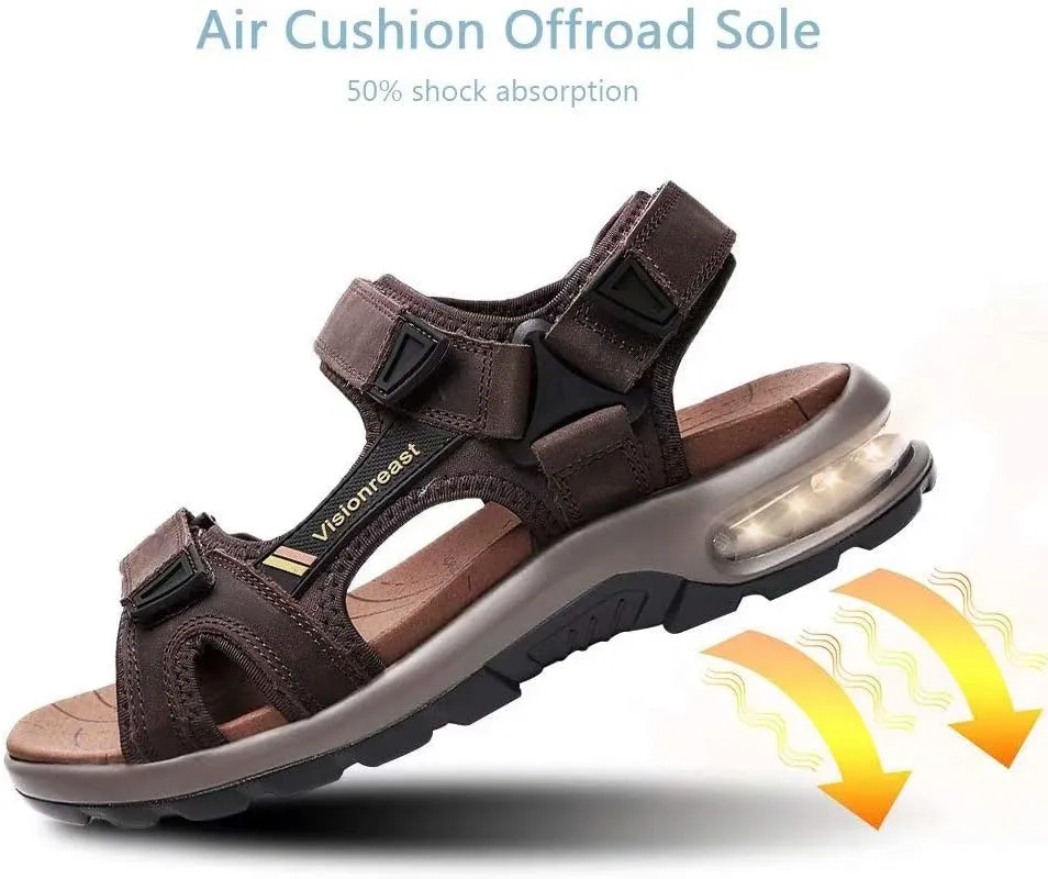 visionreast Mens Athletic Sandals Open Toe Hiking Outdoor Non-slip Sandals Air Cushion Sport Casual Beach Sandals