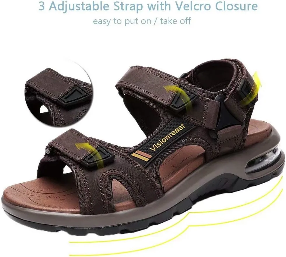 visionreast Mens Athletic Sandals Open Toe Hiking Outdoor Non-slip Sandals Air Cushion Sport Casual Beach Sandals