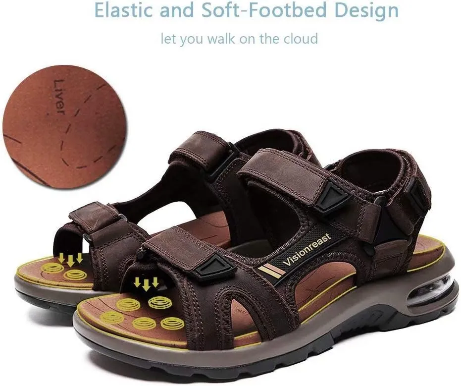 visionreast Mens Athletic Sandals Open Toe Hiking Outdoor Non-slip Sandals Air Cushion Sport Casual Beach Sandals