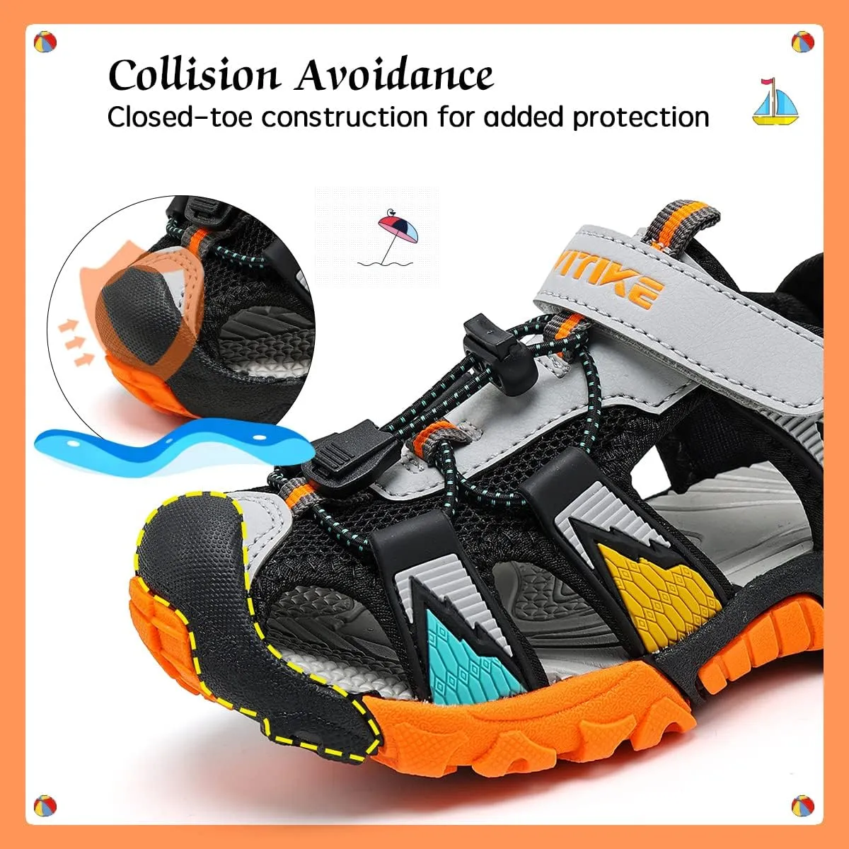 VITUOFLY Kids Sandals Boys Outdoor Hiking Sports Sandal Girls Pool Beach Shoes Summer Water Shoe Sneakers