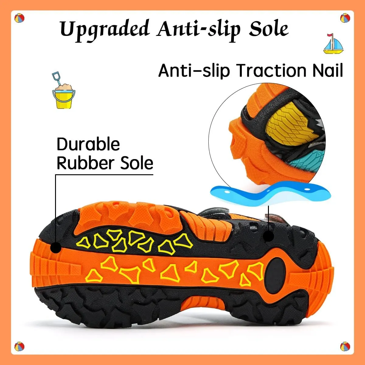 VITUOFLY Kids Sandals Boys Outdoor Hiking Sports Sandal Girls Pool Beach Shoes Summer Water Shoe Sneakers