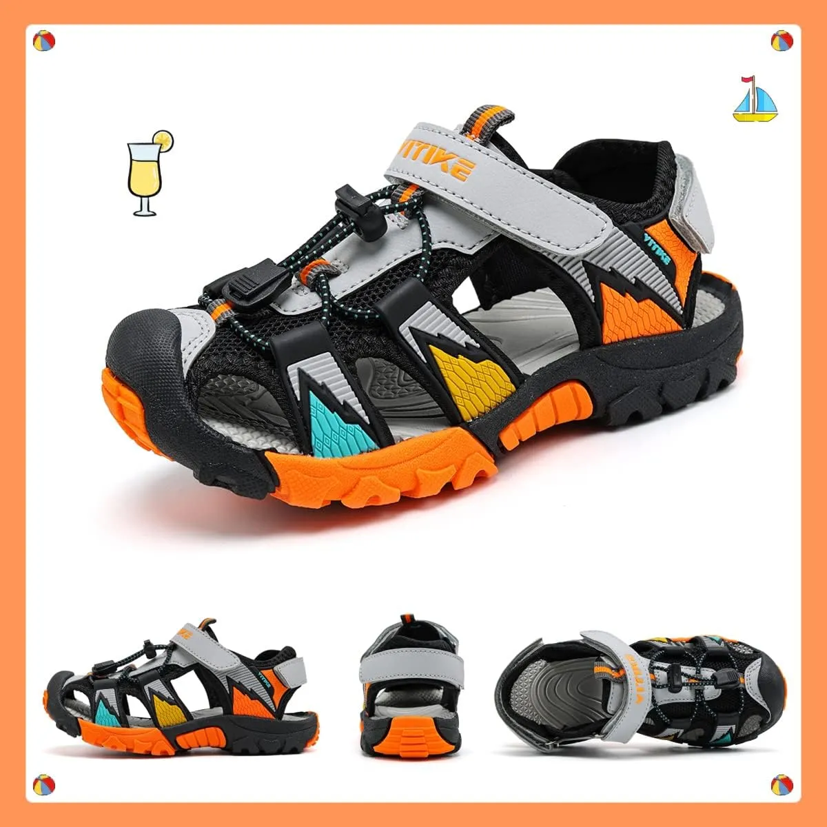 VITUOFLY Kids Sandals Boys Outdoor Hiking Sports Sandal Girls Pool Beach Shoes Summer Water Shoe Sneakers
