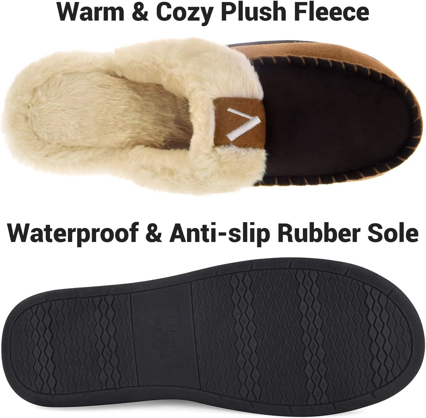 VONMAY Men's Memory Foam Fuzzy Slippers Slip On Scuff House Shoes Moccasin Faux Fur Plush Fleece Lining Indoor Outdoor Winter Warm