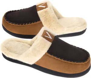 VONMAY Men's Memory Foam Fuzzy Slippers Slip On Scuff House Shoes Moccasin Faux Fur Plush Fleece Lining Indoor Outdoor Winter Warm