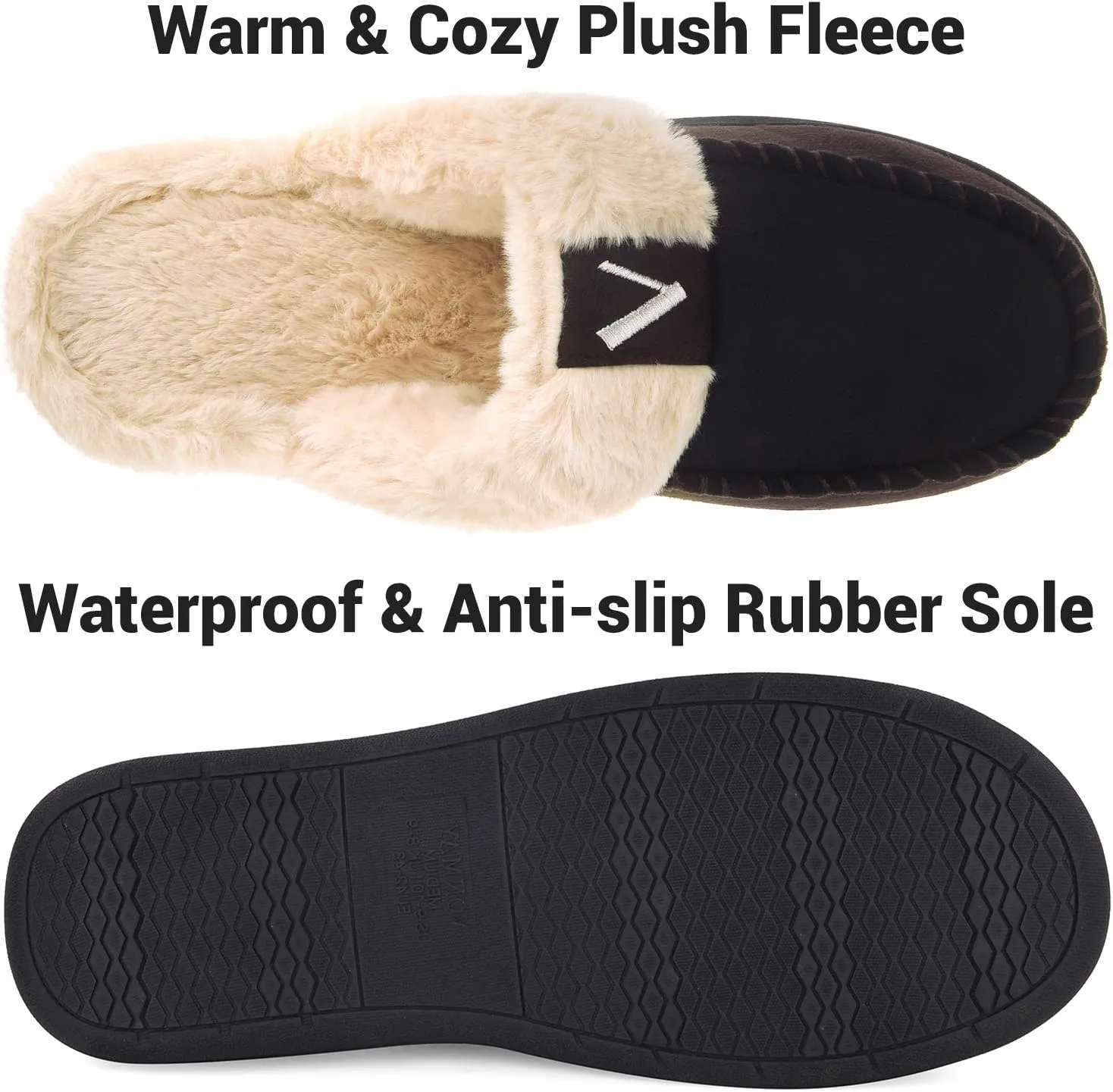 VONMAY Men's Memory Foam Fuzzy Slippers Slip On Scuff House Shoes Moccasin Faux Fur Plush Fleece Lining Indoor Outdoor Winter Warm