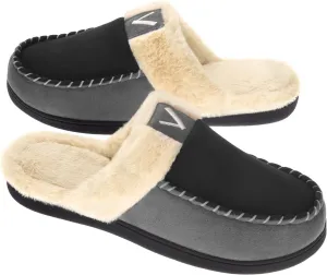 VONMAY Men's Memory Foam Fuzzy Slippers Slip On Scuff House Shoes Moccasin Faux Fur Plush Fleece Lining Indoor Outdoor Winter Warm