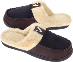 VONMAY Men's Memory Foam Fuzzy Slippers Slip On Scuff House Shoes Moccasin Faux Fur Plush Fleece Lining Indoor Outdoor Winter Warm