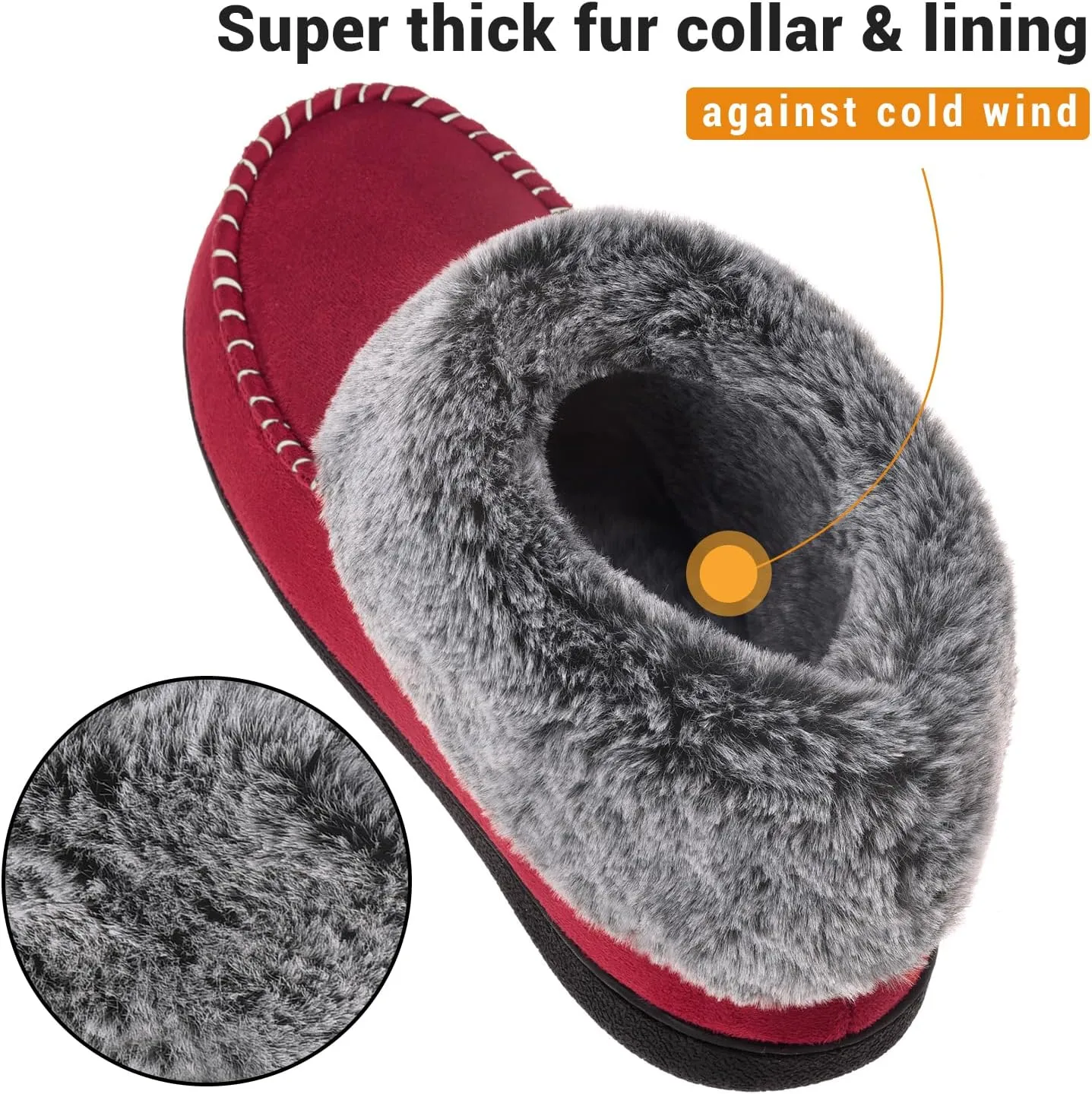 VONMAY Women's Bootie Slippers Suede Moccasin Boots Fuzzy Plush Faux Fur House Shoes Winter Warm Memory Foam Non-slip Indoor Outdoor