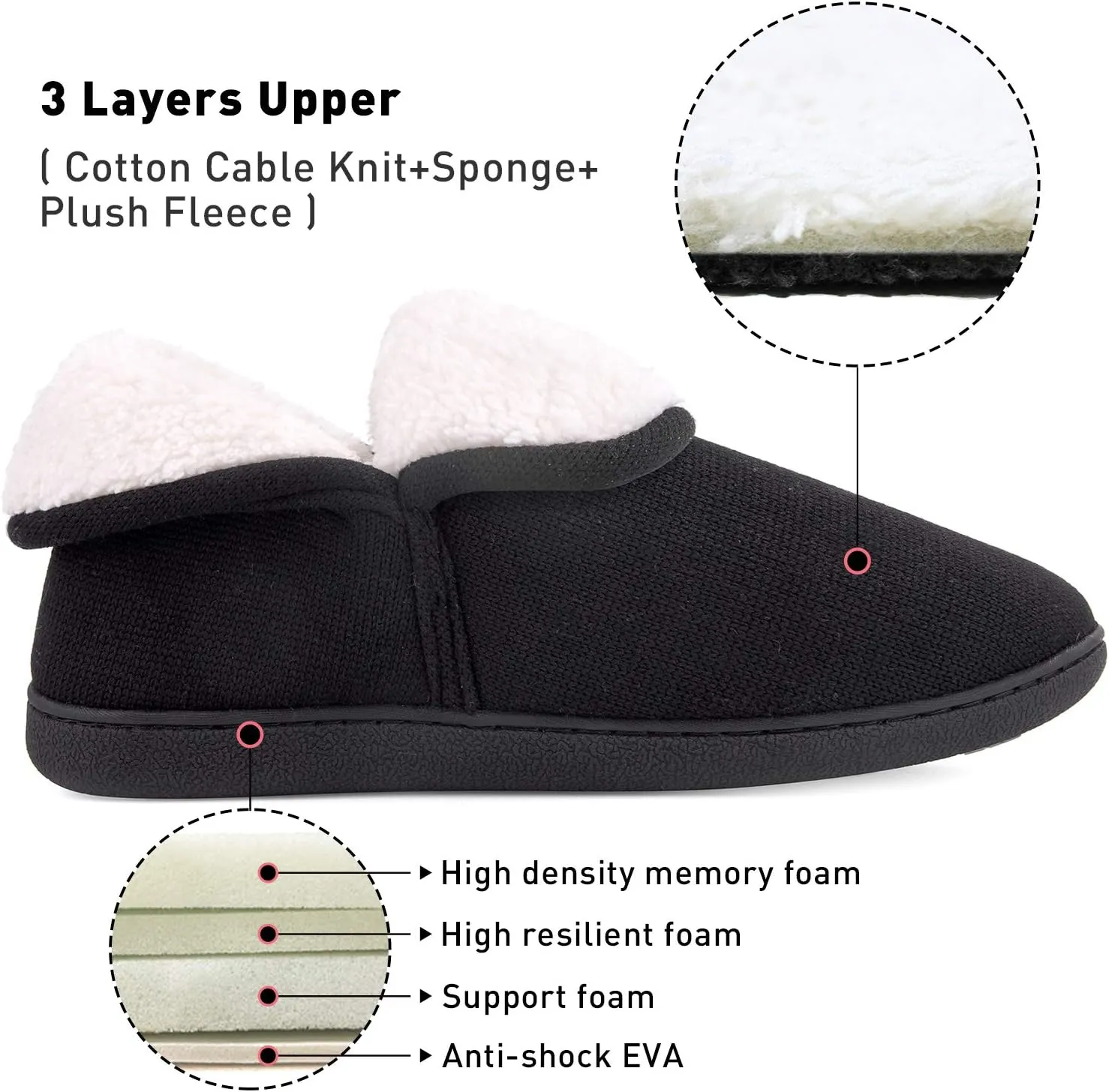 VONMAY Women's Slippers Boots Memory Foam Fuzzy Booties House Shoes Winter Warm Indoor Outdoor