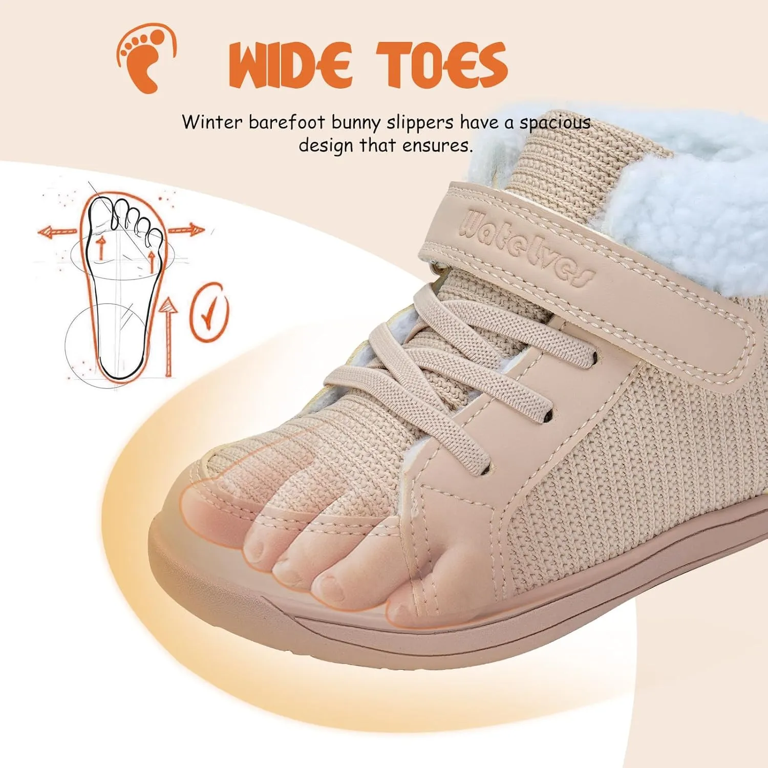 WateLves Toddler Little Kids Wide Barefoot Shoes Boys Girls Winter High Top Minimalist Sneakers Faux Fur Ankle Boots Warm Walking Shoes for Indoor Outdoor | Naturally Splay | Flexible Fit