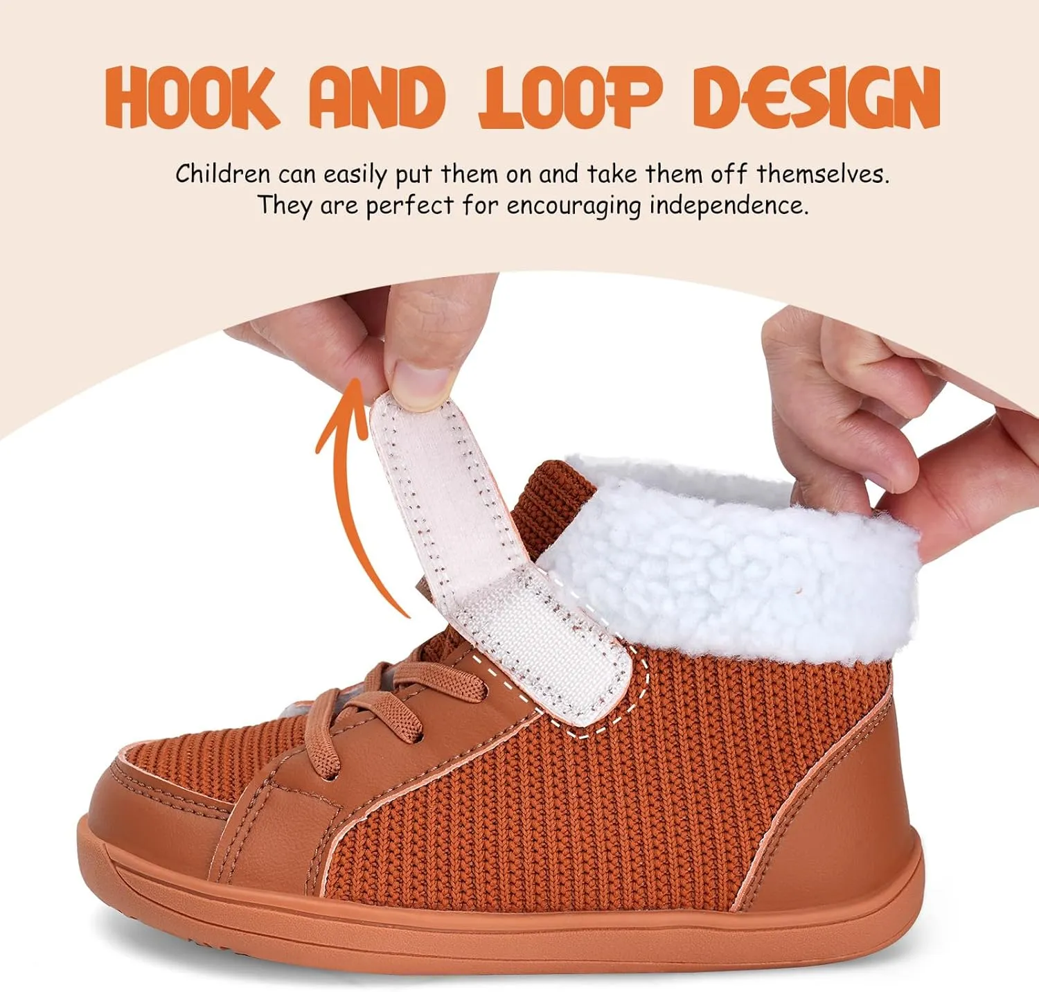 WateLves Toddler Little Kids Wide Barefoot Shoes Boys Girls Winter High Top Minimalist Sneakers Faux Fur Ankle Boots Warm Walking Shoes for Indoor Outdoor | Naturally Splay | Flexible Fit