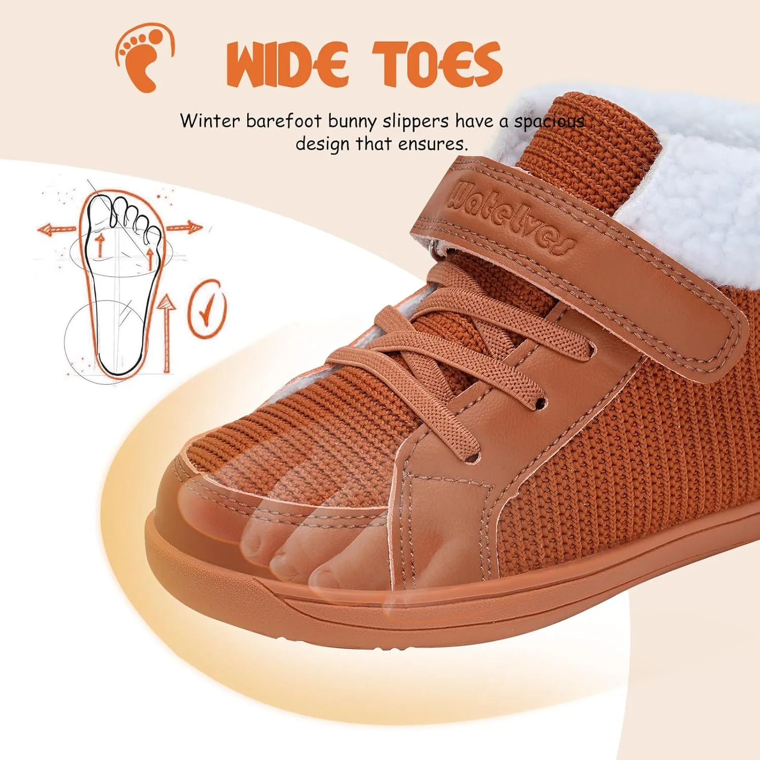 WateLves Toddler Little Kids Wide Barefoot Shoes Boys Girls Winter High Top Minimalist Sneakers Faux Fur Ankle Boots Warm Walking Shoes for Indoor Outdoor | Naturally Splay | Flexible Fit