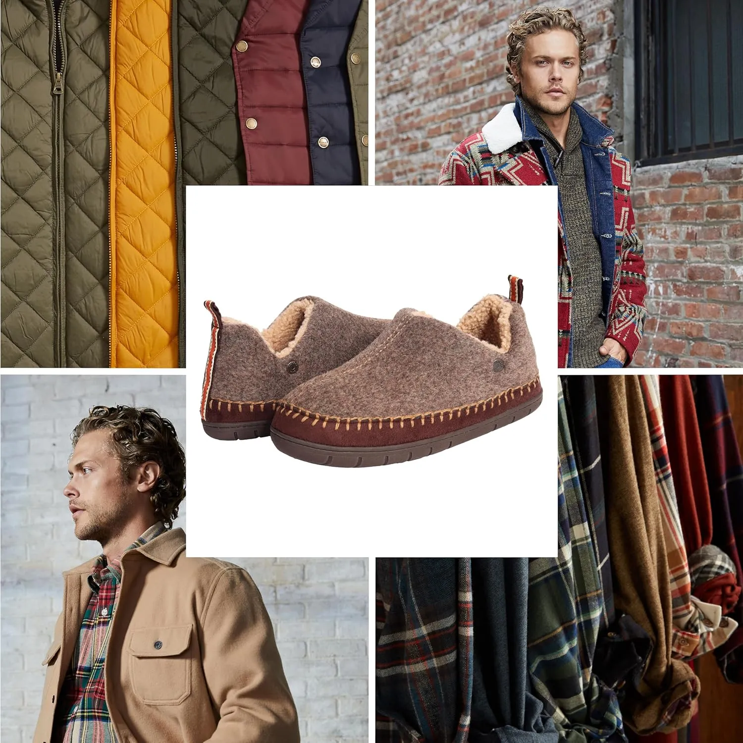 Weatherproof Vintage Men’s Felt Bootie Slipper with Faux Shearling Lining and Indoor Outdoor Sole