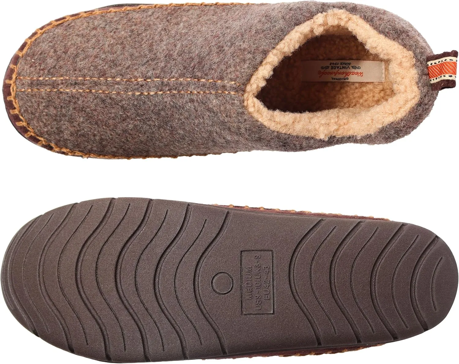 Weatherproof Vintage Men’s Felt Bootie Slipper with Faux Shearling Lining and Indoor Outdoor Sole