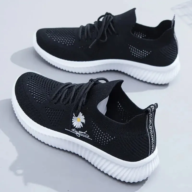 White Breathable Mesh Sports Sneakers for Women