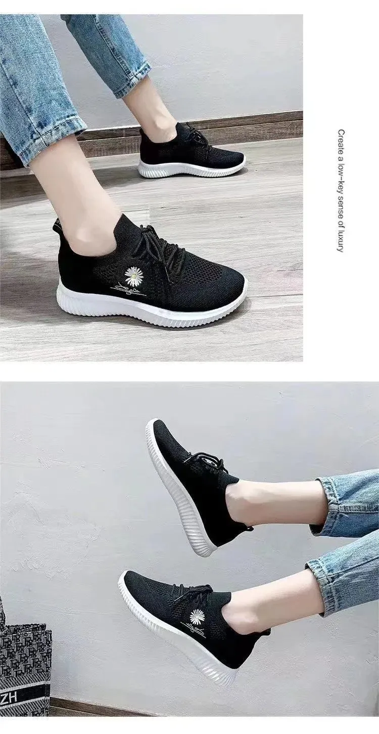 White Breathable Mesh Sports Sneakers for Women