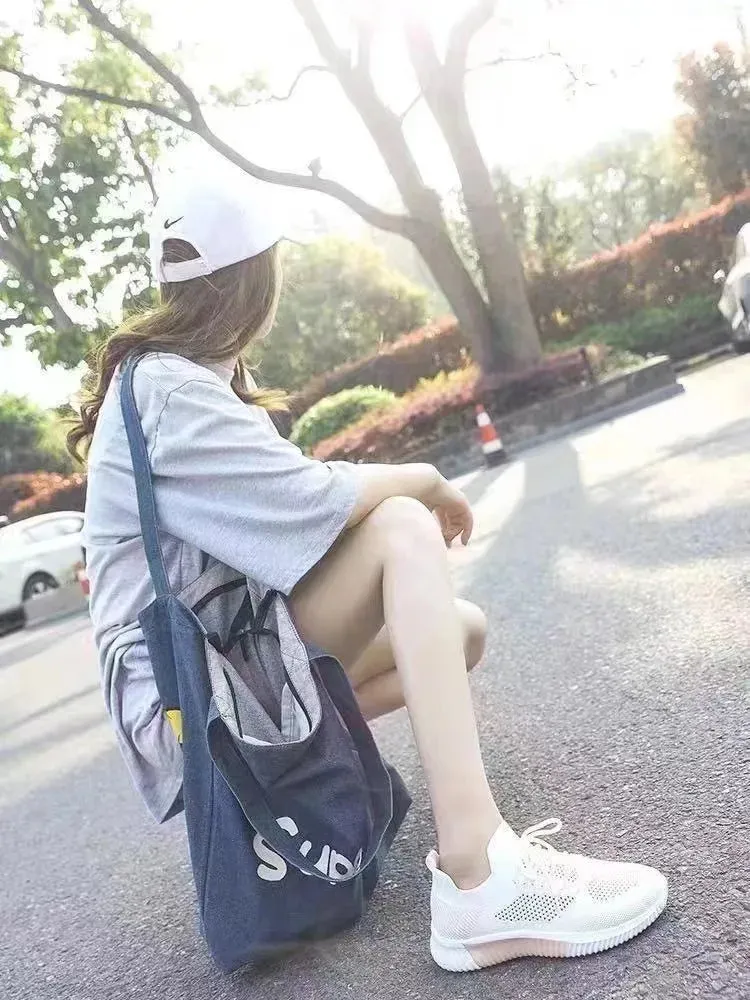 White Breathable Mesh Sports Sneakers for Women