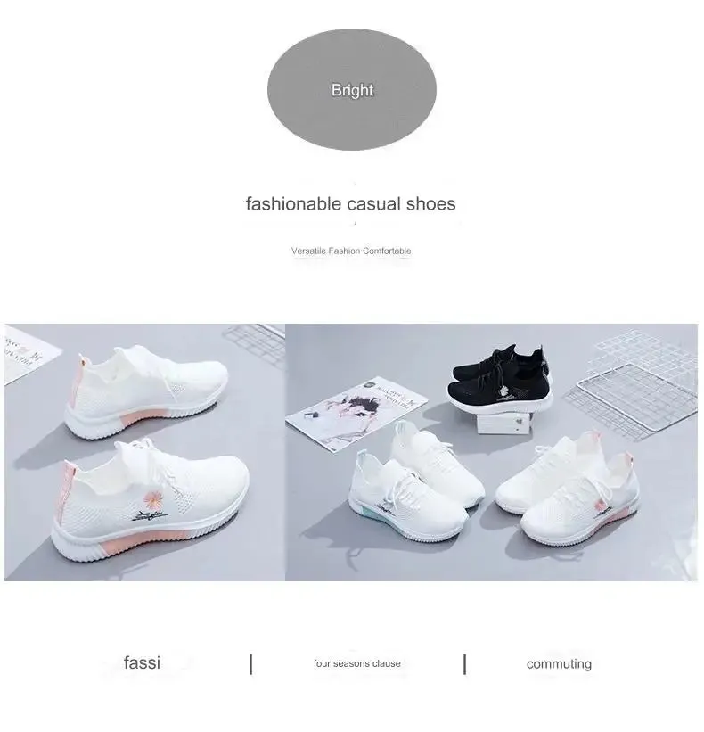 White Breathable Mesh Sports Sneakers for Women