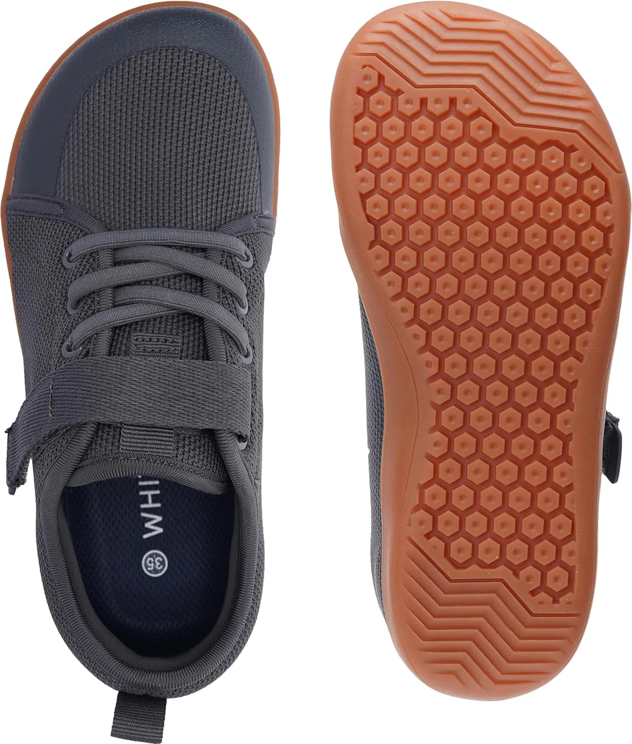 WHITIN Little/Big Kid Barefoot Shoes | Boys/Girls Lace-up Minimalist Sneakers | Wide Toe Box | Natural Flexible Fit