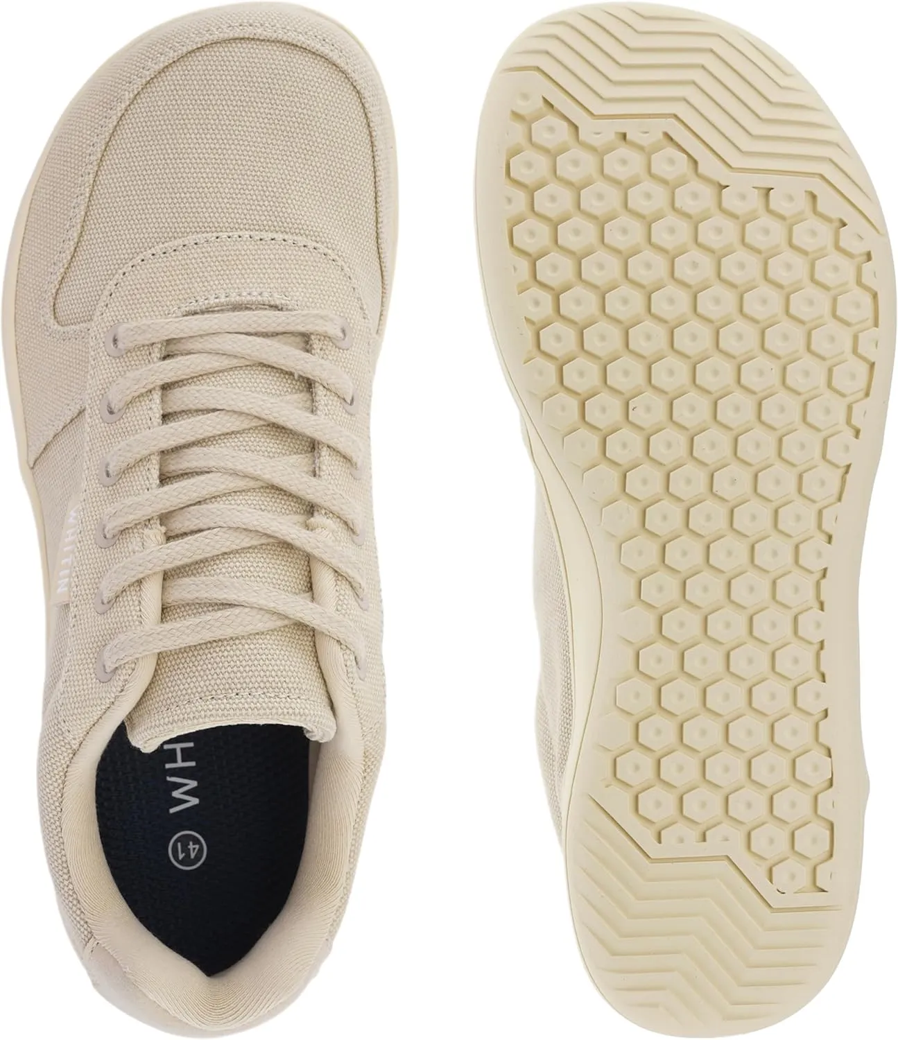 WHITIN Men's Wide Barefoot Shoes | Canvas Minimalist Sneakers | Zero Drop Sole