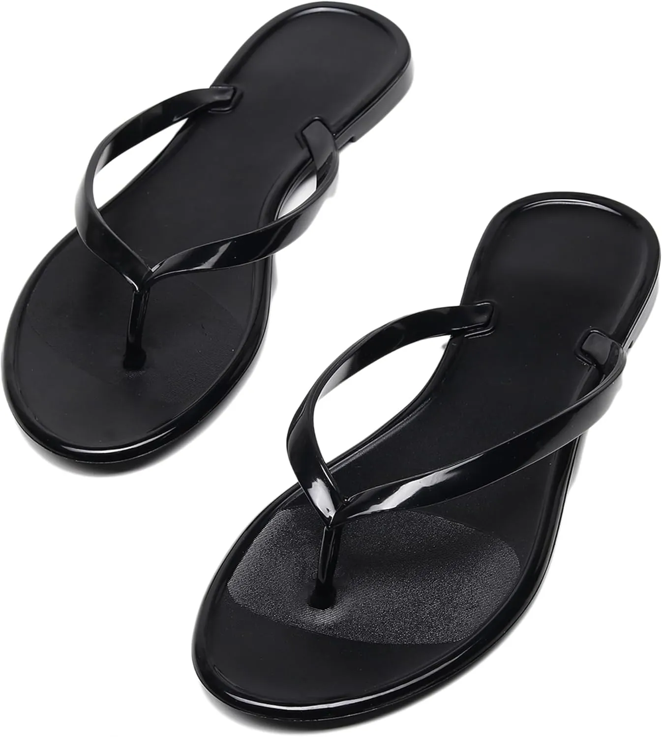 Women Flip Flops Thong Sandals Jelly Shoes Flat Slides Clear Jellies Pool Slippers Bathroom Summer Beach Size 8 Ladies Non Slip Dress Comfortable Quick Drying Soft