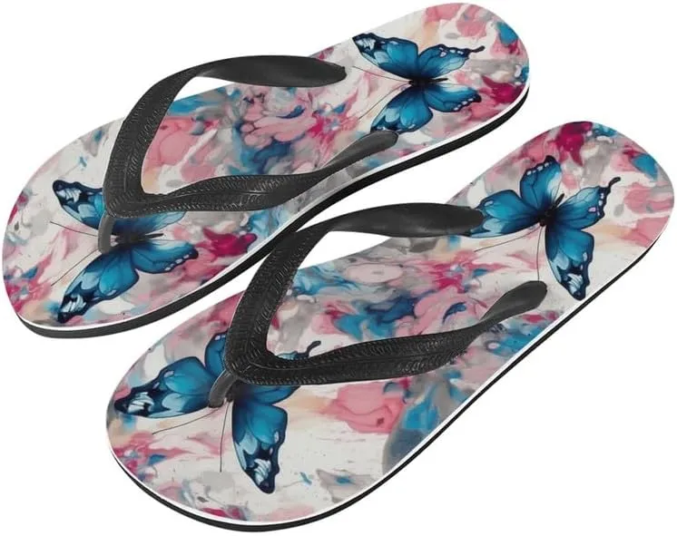 Women Geometry Flip Flop Sandal, Butterfly Sunflower Lightweight Thong Sandals Comfort Summer Beach Slippers