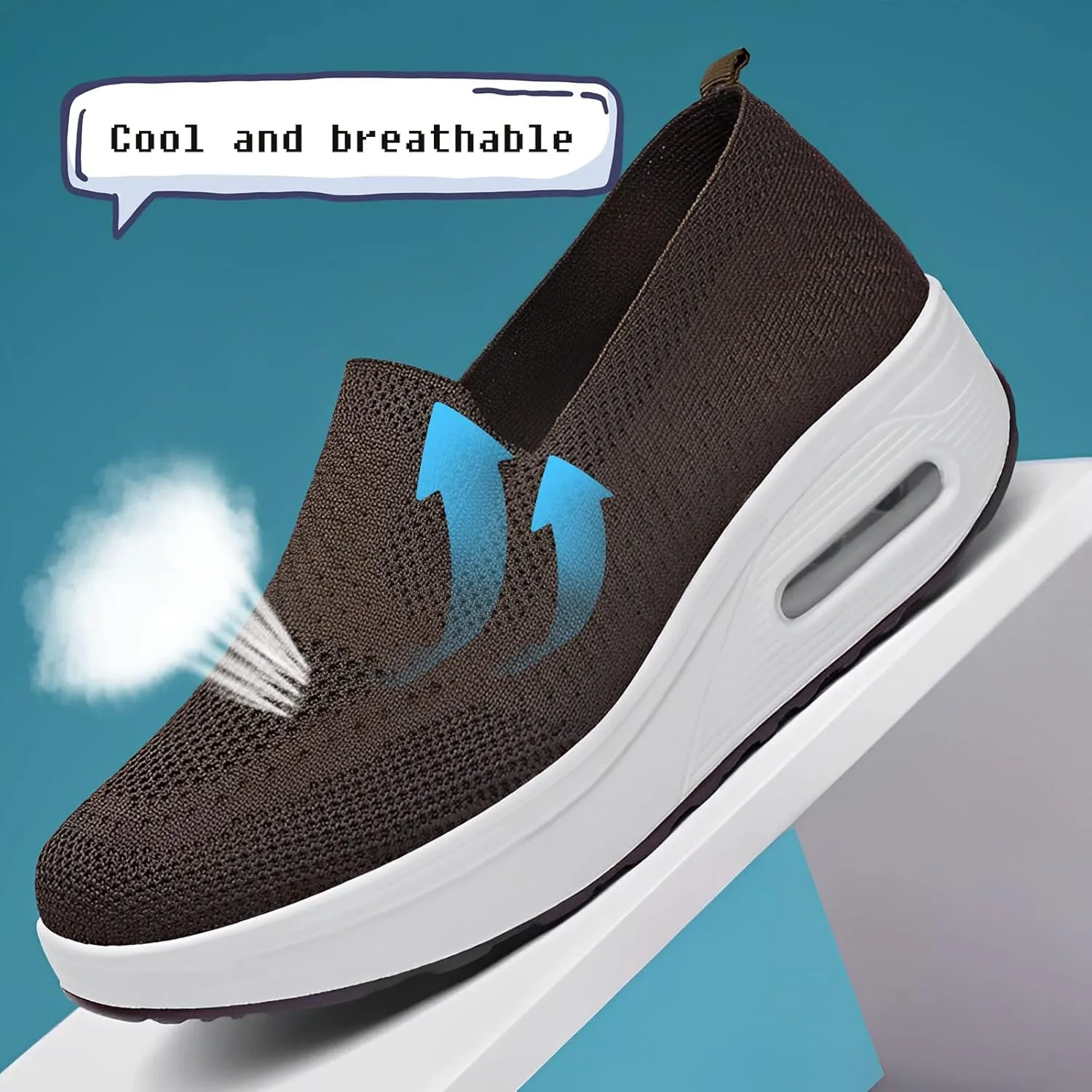 Women Orthopedic Sneakers Mesh Platform Wedge Sneakers Slip On Breathable Lightweight Fashion Sneakers Loafers Walking Shoes