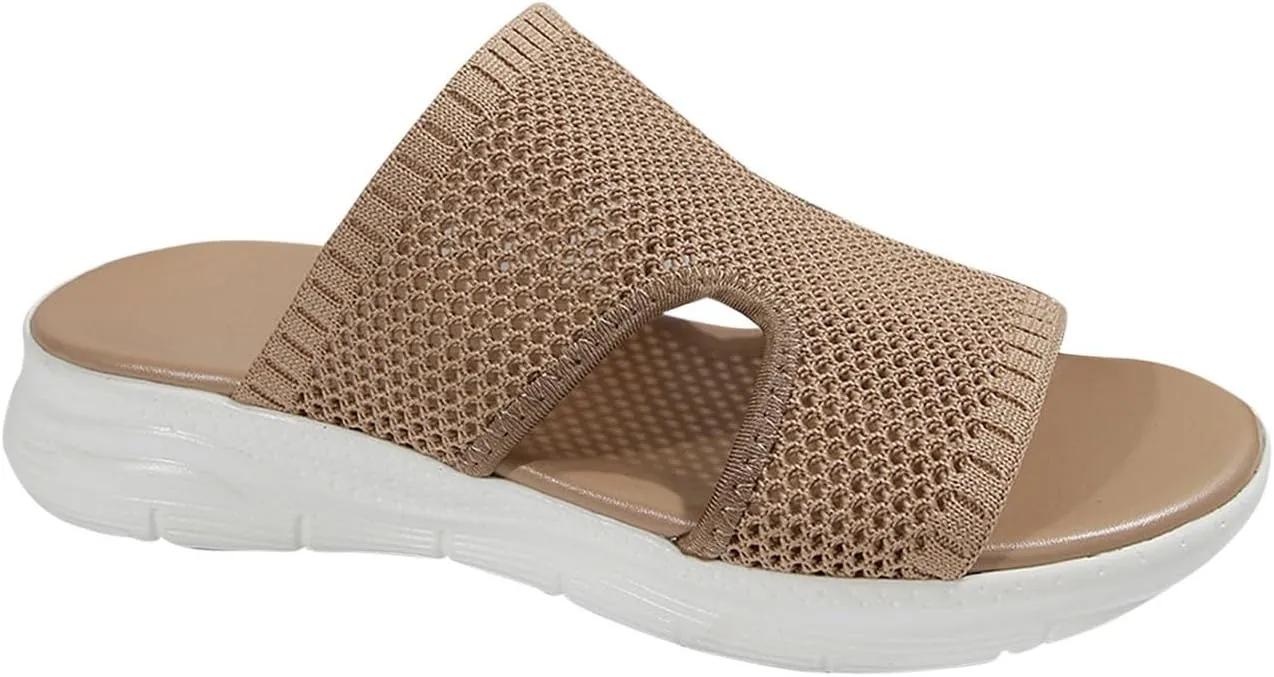 Women Thick Sole Hollow Slide Sandals 2025 Fashion Flat Slides Comfort Lightweight Walking Sandal Beach Outdoor Slippers