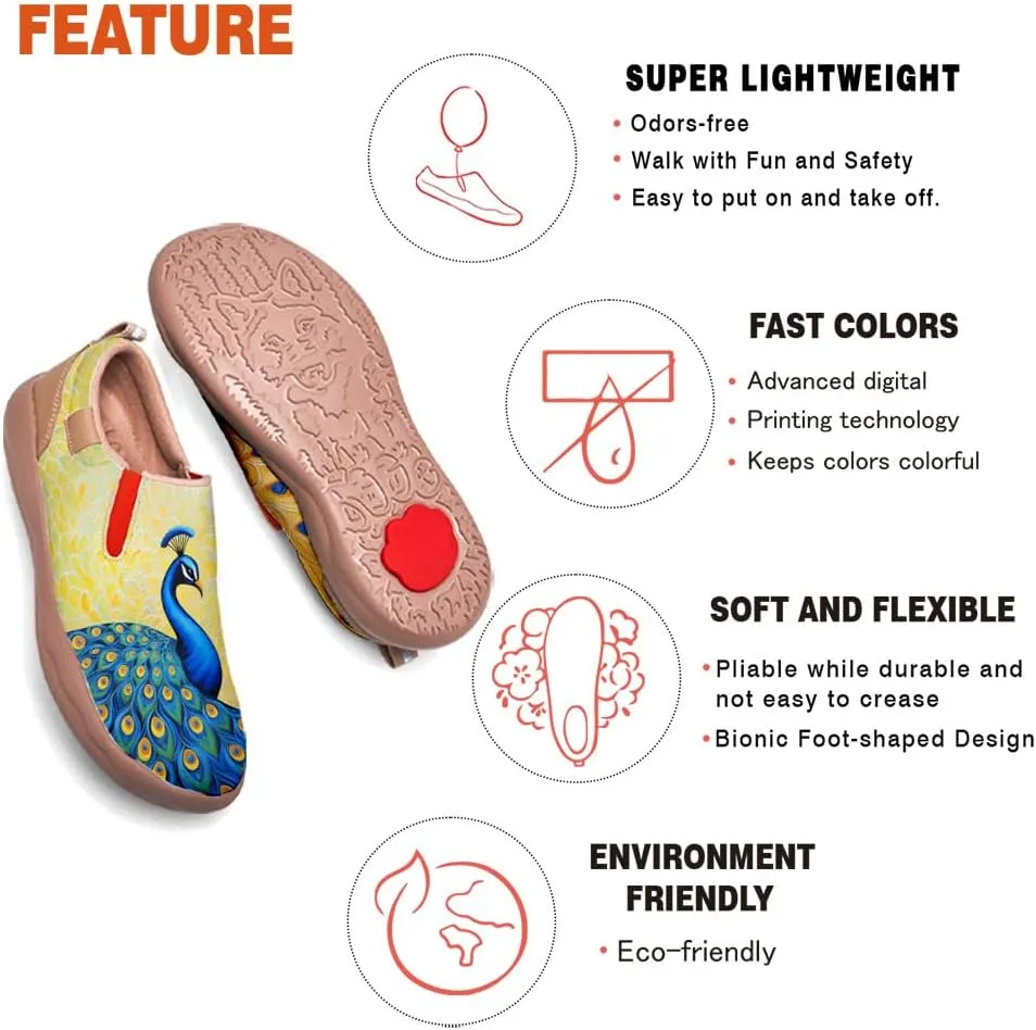 Women's Art Painted Travel Shoes Slip On Casual Leather Loafers Lightweight Comfort Fashion Sneaker