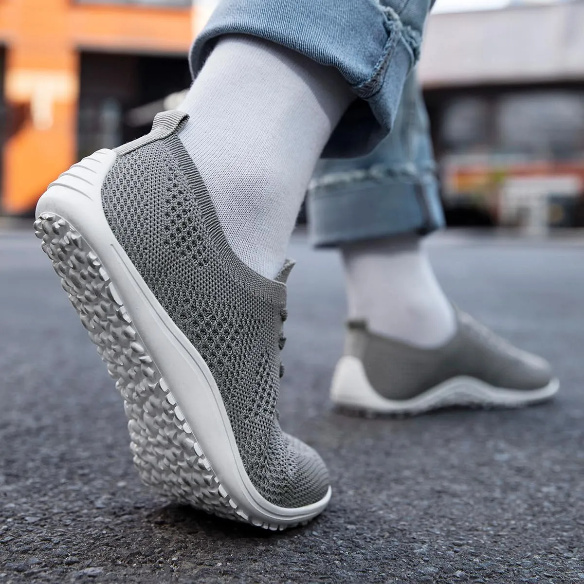 Women's Barefoot Shoes Walking Sports Zero Drop Sole Running Casual Sneakers Slip On Breathable Soft Fashion House Shoes White