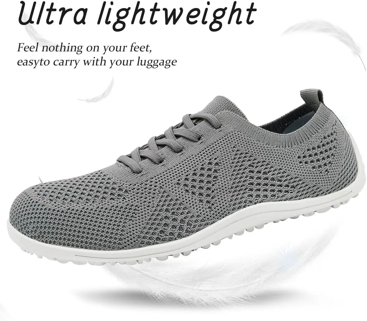Women's Barefoot Shoes Walking Sports Zero Drop Sole Running Casual Sneakers Slip On Breathable Soft Fashion House Shoes White