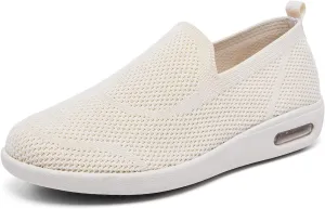 Women's Casual Walking Shoes, Breathable Knitted Upper, Anti Slip Sole with air Cushion, Fashionable and Simple Design white6-10