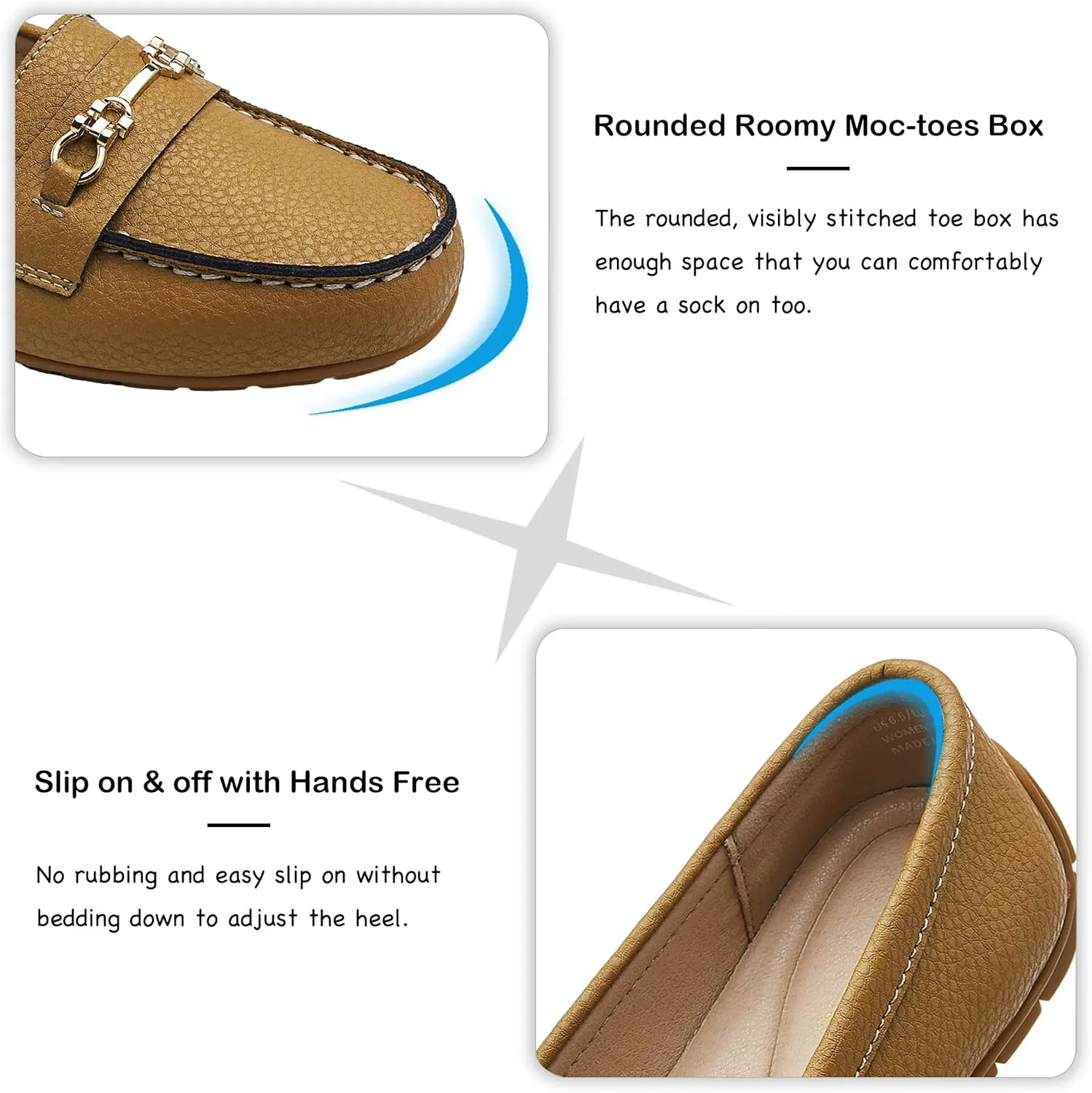 Women's Comfortable & Lightweight Leather Loafers Slip-Ons Driving Mocs Walking Shoes Cute Business Casual Dress Shoes Work Flats for Women
