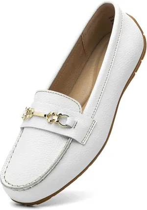 Women's Comfortable & Lightweight Leather Loafers Slip-Ons Driving Mocs Walking Shoes Cute Business Casual Dress Shoes Work Flats for Women