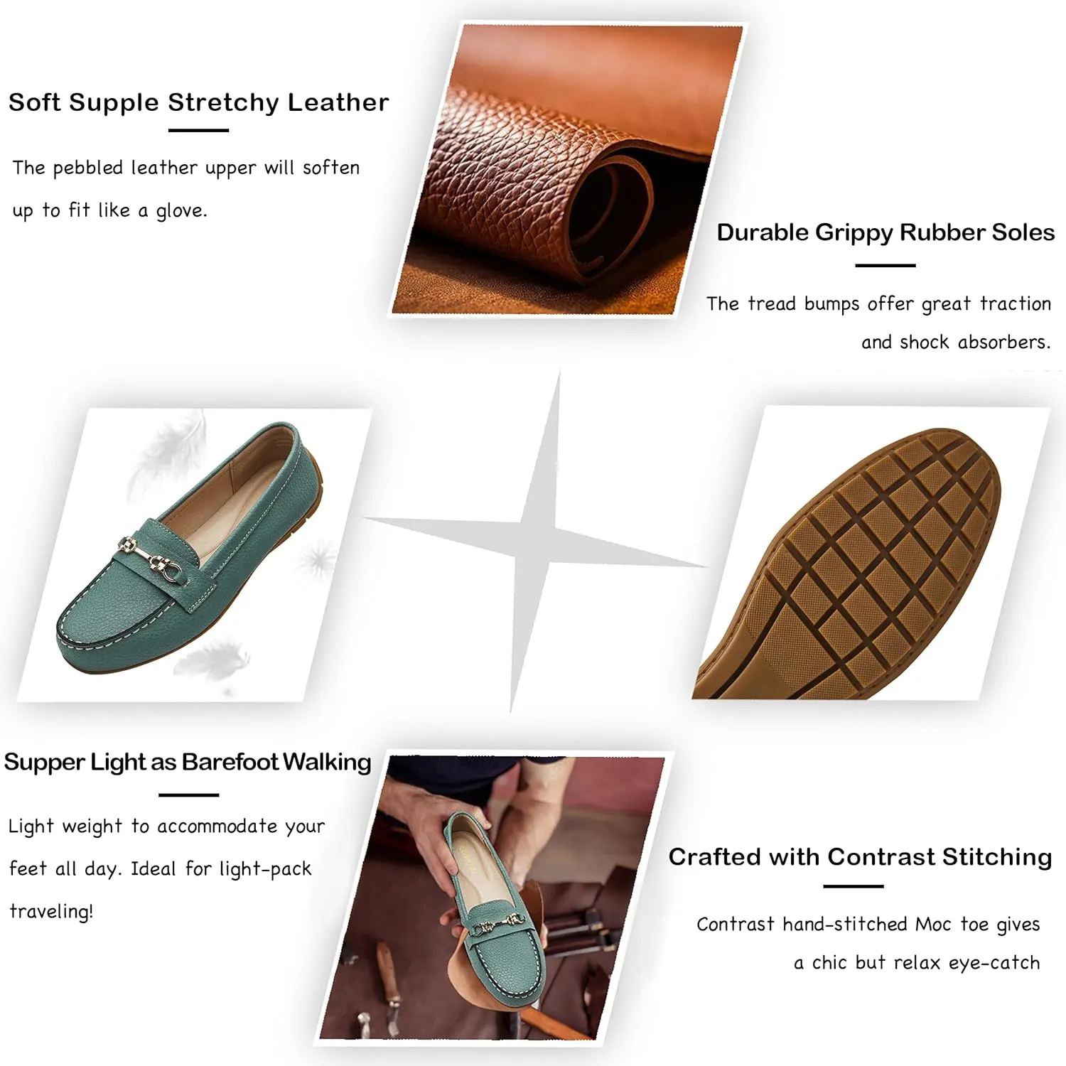 Women's Comfortable & Lightweight Leather Loafers Slip-Ons Driving Mocs Walking Shoes Cute Business Casual Dress Shoes Work Flats for Women