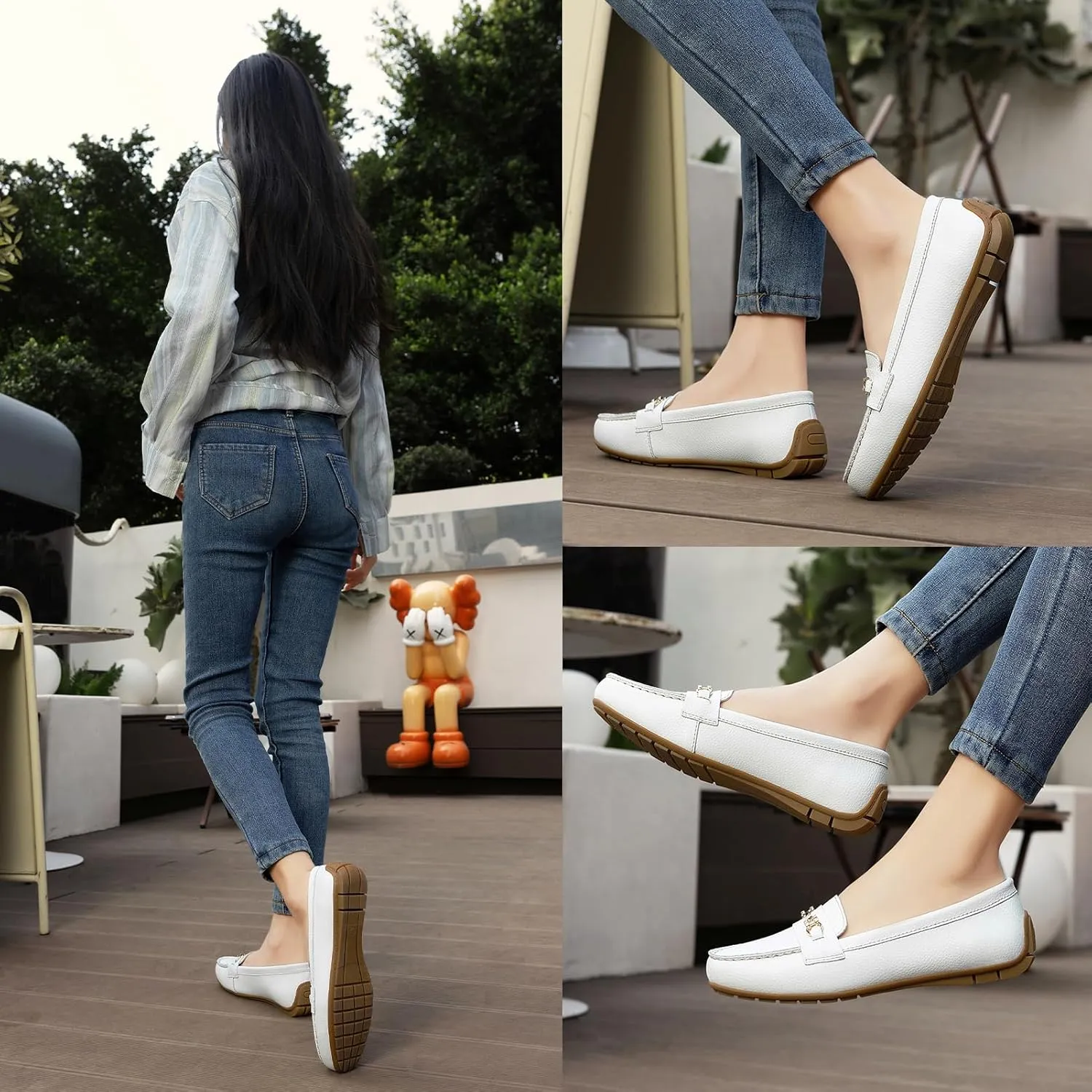 Women's Comfortable & Lightweight Leather Loafers Slip-Ons Driving Mocs Walking Shoes Cute Business Casual Dress Shoes Work Flats for Women